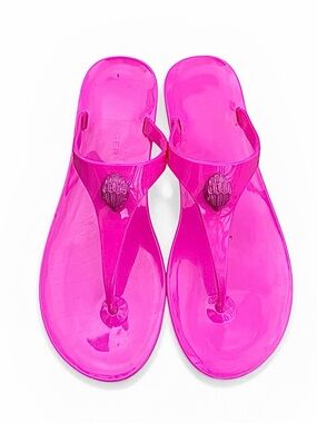 Kurt Geiger London Maddison Eagle Head Jelly Thong Sandals Pink Logo Flip Flops